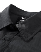 Dark graphic techwear t-shirt with an abstract futuristic print and relaxed urban streetwear silhouette, Clotechnow series 092 — view 7