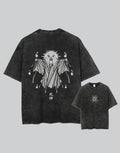 Dark graphic techwear t-shirt with an abstract futuristic print and relaxed urban streetwear silhouette, Clotechnow series 108 — view 1