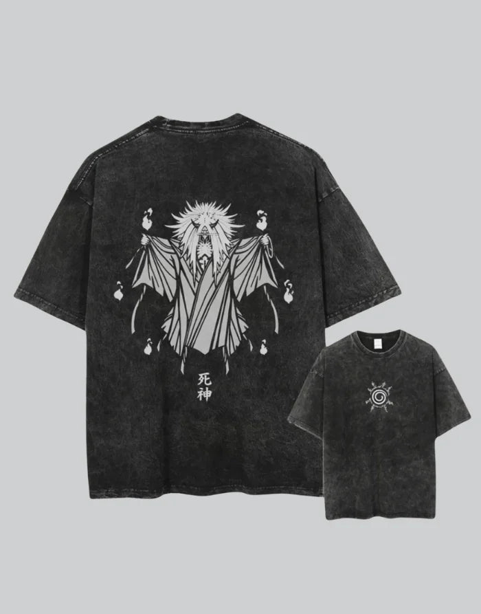 Dark graphic techwear t-shirt with an abstract futuristic print and relaxed urban streetwear silhouette, Clotechnow series 108 — view 1