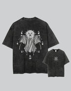 Dark graphic techwear t-shirt with an abstract futuristic print and relaxed urban streetwear silhouette, Clotechnow series 108 — view 1