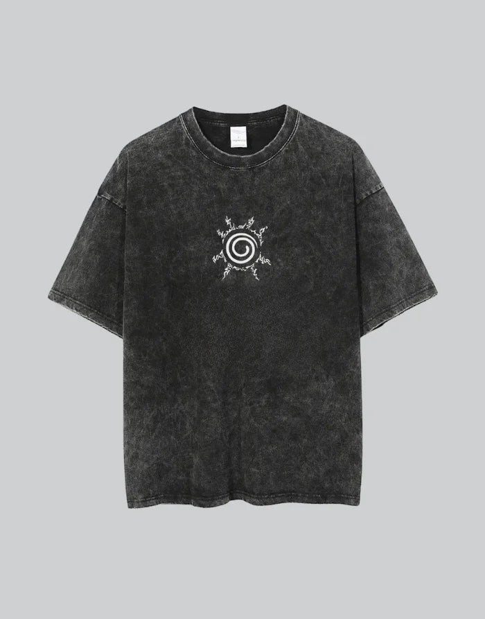 Dark graphic techwear t-shirt with an abstract futuristic print and relaxed urban streetwear silhouette, Clotechnow series 108 — view 2