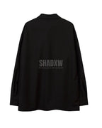 Dark graphic techwear t-shirt with an abstract futuristic print and relaxed urban streetwear silhouette, Clotechnow series 094 — view 13