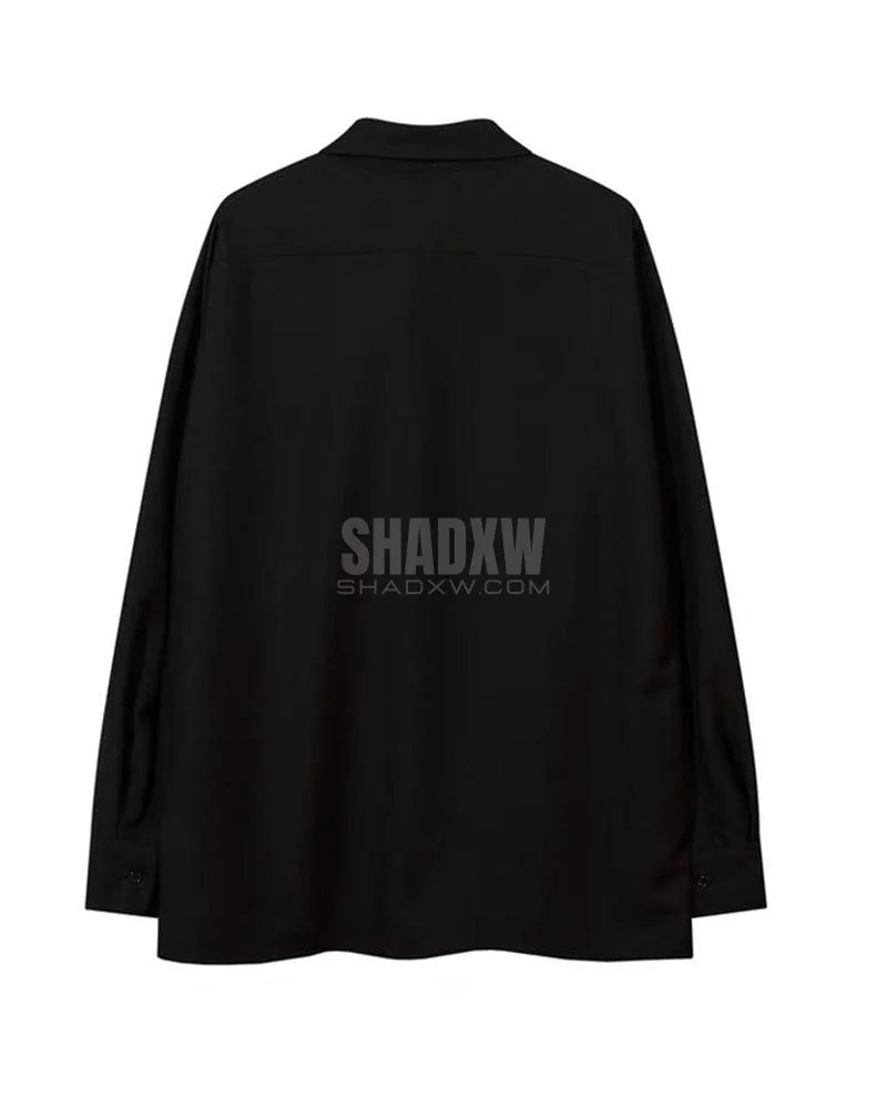 Dark graphic techwear t-shirt with an abstract futuristic print and relaxed urban streetwear silhouette, Clotechnow series 094 — view 13