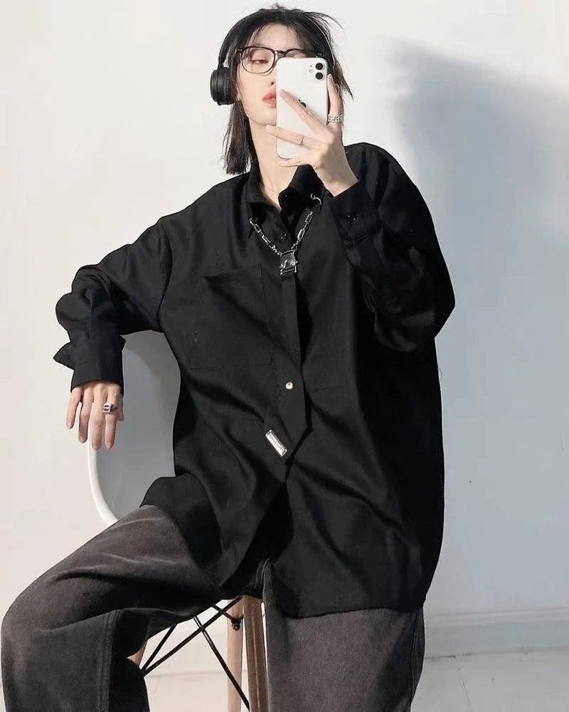 Dark graphic techwear t-shirt with an abstract futuristic print and relaxed urban streetwear silhouette, Clotechnow series 094 — view 4