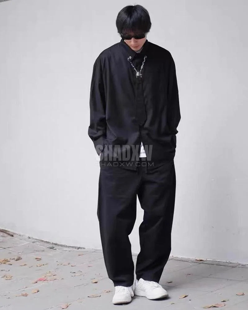 Dark graphic techwear t-shirt with an abstract futuristic print and relaxed urban streetwear silhouette, Clotechnow series 094 — view 10