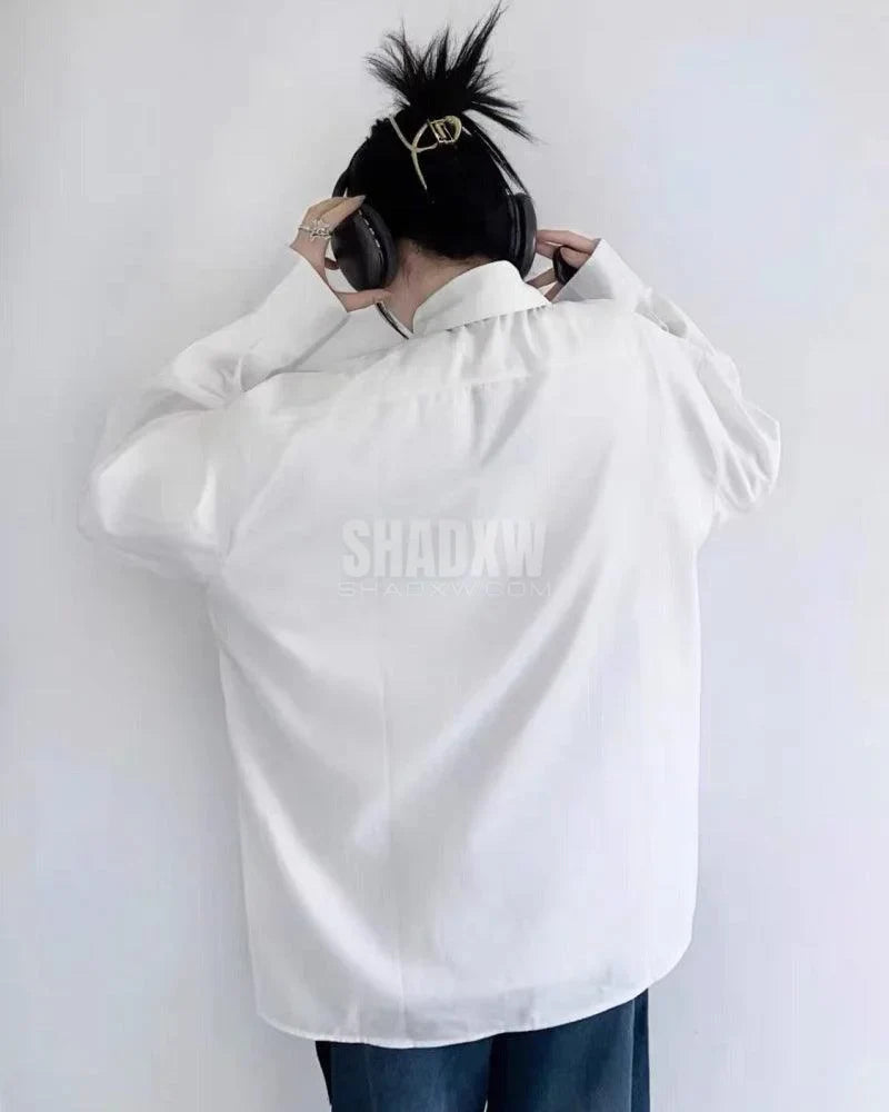 Dark graphic techwear t-shirt with an abstract futuristic print and relaxed urban streetwear silhouette, Clotechnow series 094 — view 7
