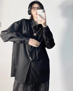 Dark graphic techwear t-shirt with an abstract futuristic print and relaxed urban streetwear silhouette, Clotechnow series 094 — view 3