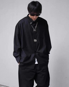 Dark graphic techwear t-shirt with an abstract futuristic print and relaxed urban streetwear silhouette, Clotechnow series 094 — view 8