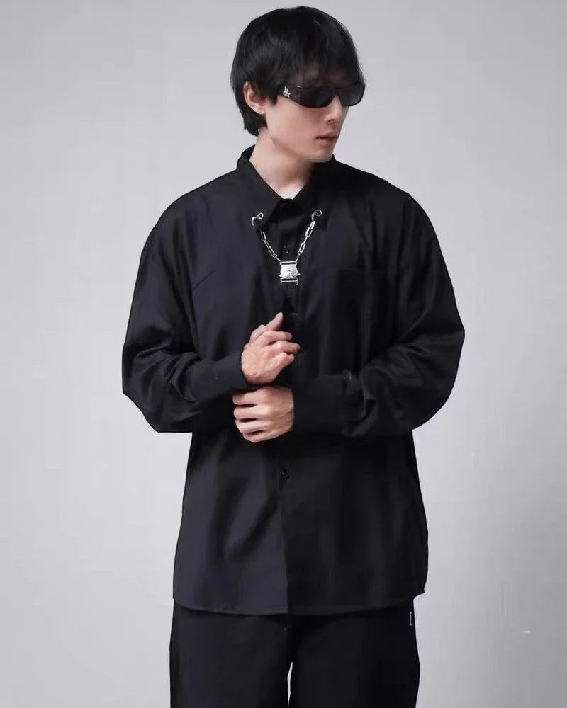 Dark graphic techwear t-shirt with an abstract futuristic print and relaxed urban streetwear silhouette, Clotechnow series 094 — view 9