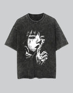 Minimalist oversized black techwear t-shirt with clean seam lines, long hem, and understated urban design for layered outfits — view 1
