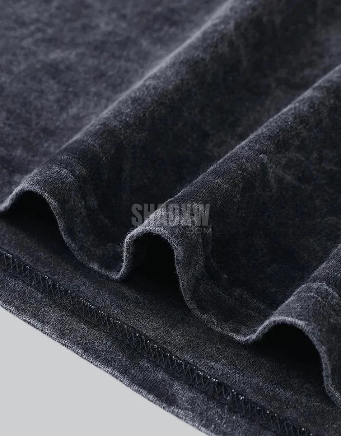 Minimalist oversized black techwear t-shirt with clean seam lines, long hem, and understated urban design for layered outfits — view 4