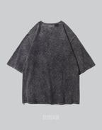 Oversized graphic techwear tee featuring a large monochrome statue-inspired print on a longline streetwear silhouette — view 2