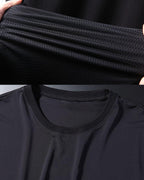 Dark graphic techwear t-shirt with an abstract futuristic print and relaxed urban streetwear silhouette, Clotechnow series 096 — view 8