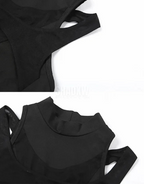 Dark graphic techwear t-shirt with an abstract futuristic print and relaxed urban streetwear silhouette, Clotechnow series 082 — view 8