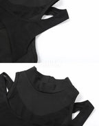 Dark graphic techwear t-shirt with an abstract futuristic print and relaxed urban streetwear silhouette, Clotechnow series 082 — view 8