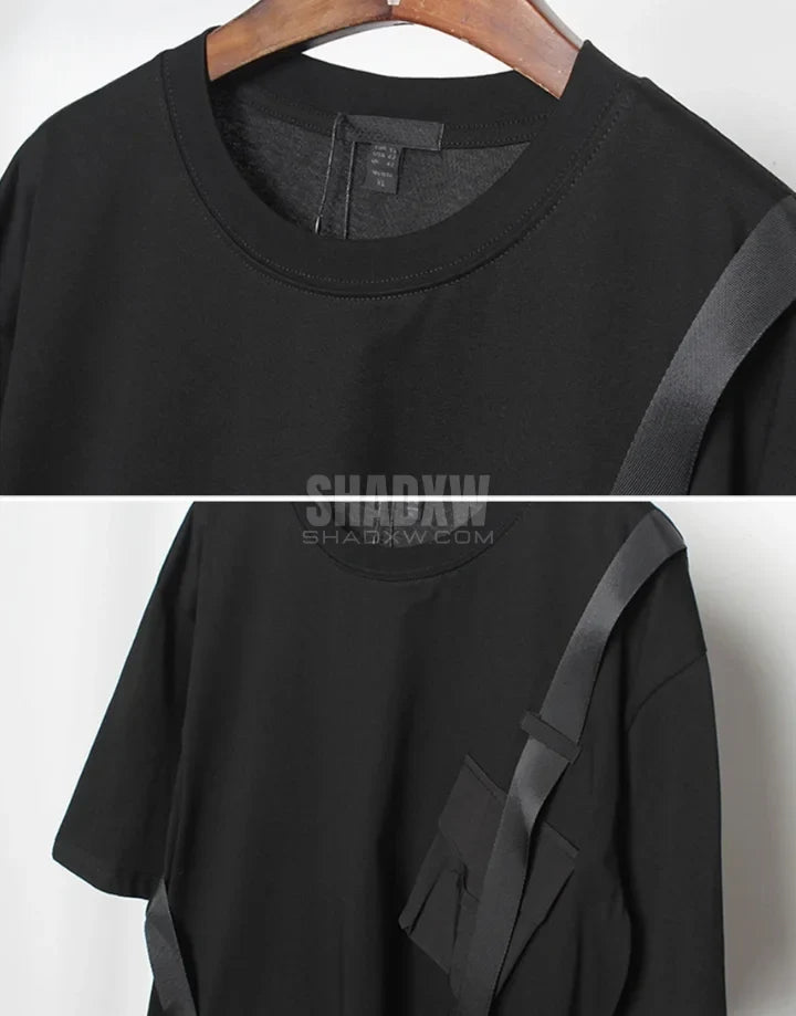 Tactical-style short-sleeve techwear shirt with pronounced front pockets and panel detailing for an urban utility aesthetic — view 3