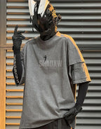 Short-sleeve technical-inspired t-shirt in black and gray featuring a sleeve pocket and clean utility-oriented silhouette for layered styling — view 5