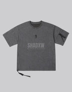 Short-sleeve technical-inspired t-shirt in black and gray featuring a sleeve pocket and clean utility-oriented silhouette for layered styling — view 3