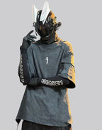 Short-sleeve technical-inspired t-shirt in black and gray featuring a sleeve pocket and clean utility-oriented silhouette for layered styling — view 1