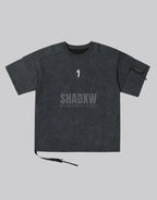 Short-sleeve technical-inspired t-shirt in black and gray featuring a sleeve pocket and clean utility-oriented silhouette for layered styling — view 2