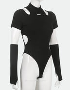 Dark graphic techwear t-shirt with an abstract futuristic print and relaxed urban streetwear silhouette, Clotechnow series 059 — view 10