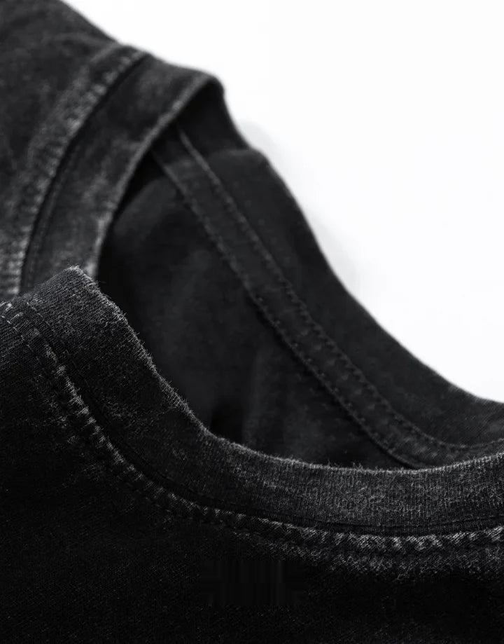 Regular-fit charcoal techwear t-shirt with geometric city grid print and contrast shoulder panels for urban styling — view 6