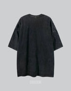 Regular-fit charcoal techwear t-shirt with geometric city grid print and contrast shoulder panels for urban styling — view 2