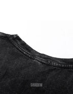 Regular-fit charcoal techwear t-shirt with geometric city grid print and contrast shoulder panels for urban styling — view 5