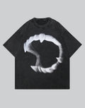 Dark graphic techwear t-shirt with an abstract futuristic print and relaxed urban streetwear silhouette, Clotechnow series 080 — view 1