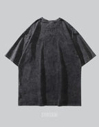 Longline oversized tee with large retro skeleton linework graphic, presenting vintage anatomical motifs on a techwear silhouette — view 2