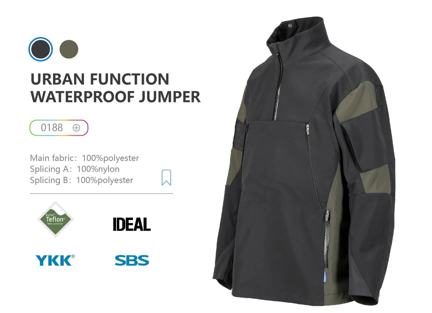 A Detailed image of The 0107 Urban Waterproof Jumper By Clotechnow - Techwear Shop