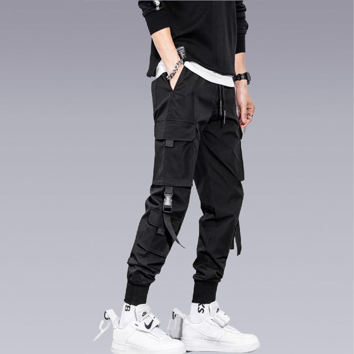 Elvvie -The A-X11 TECHWEAR/STREETWEAR PANTS have a 3D cut pocket for things you need on the go and elastic waistbands to keep them in place. They are comfortable, wear resistant, and wrinkle resistant too!