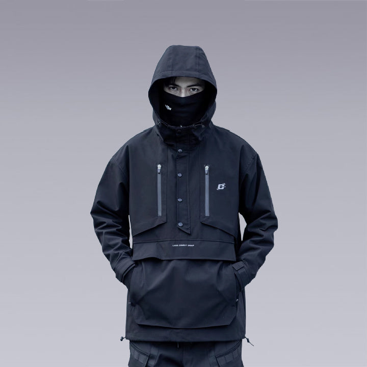 Our unique design with high waterproof fabric, modern custom waterproof and windproof jacket fabric, built-in elastic cord adjustment, high-quality Velcro to adjust the cuffs, double symmetrical pockets on the chest with waterproof laminated zipper - Clotechnow