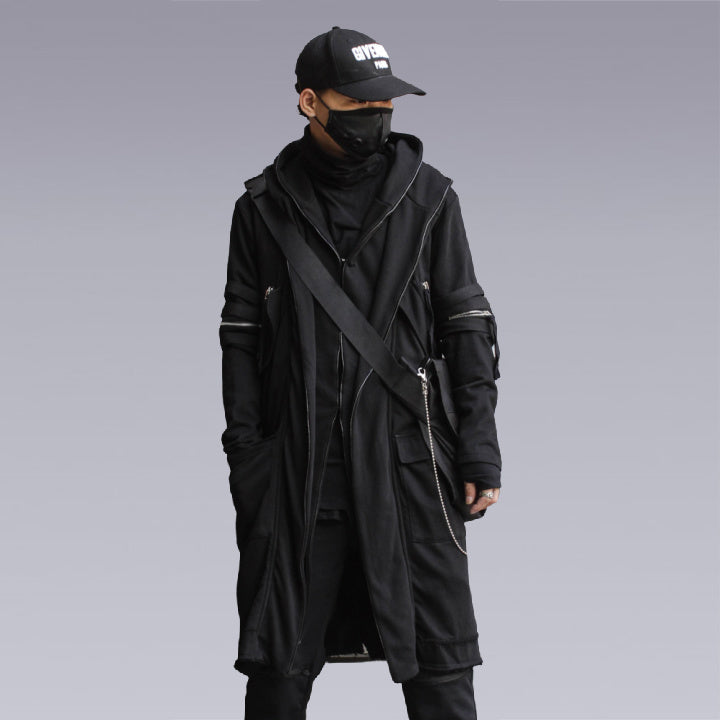 Men Model wearing the black techwear cloak - Clotechnow