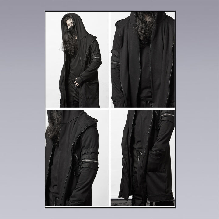 Men Model wearing the black techwear cloak - Clotechnow