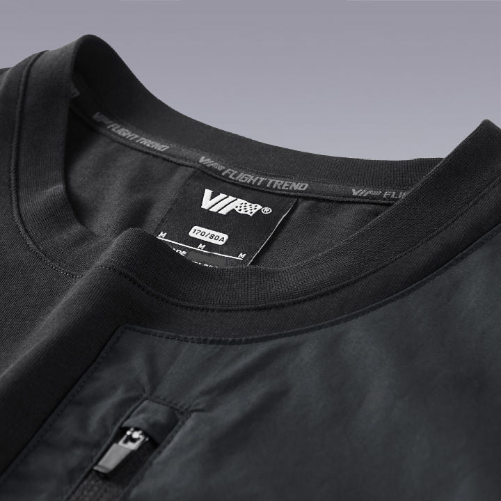 Round Neckline of The VIP URBAN Black Techwear T-SHIRT