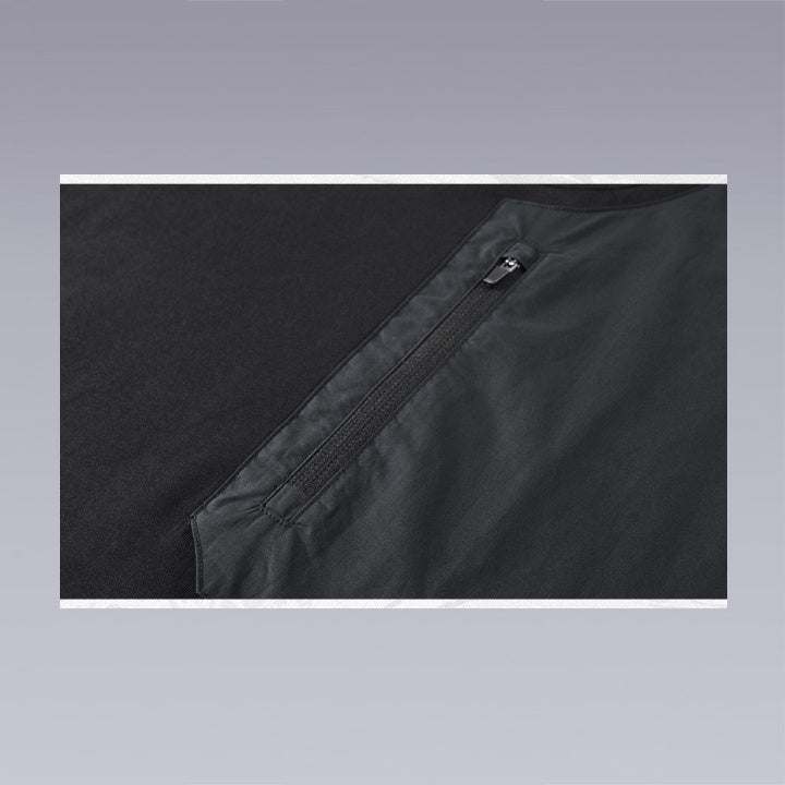 The zipper of The VIP URBAN Black Techwear T-SHIRT