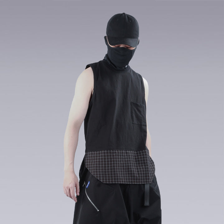 man wearing the black cyber techwear t-shirt 