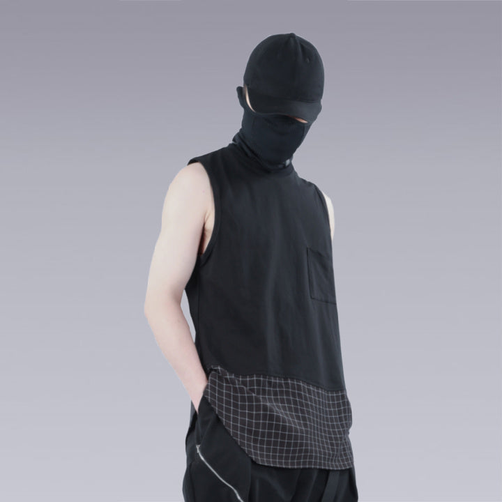 man wearing the black cyber techwear t-shirt 