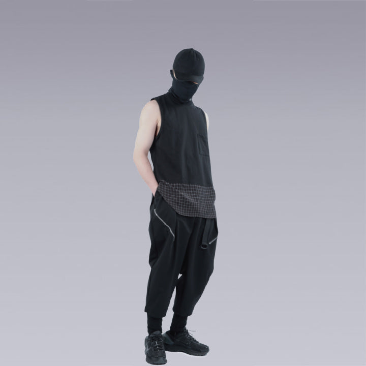 man wearing the black cyber techwear t-shirt 