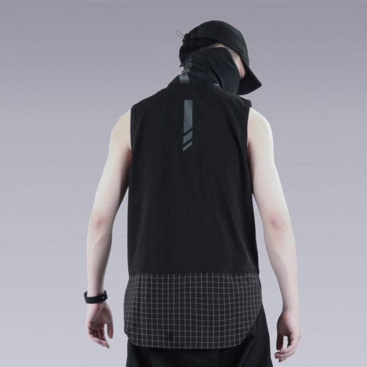 man wearing the black cyber techwear t-shirt 