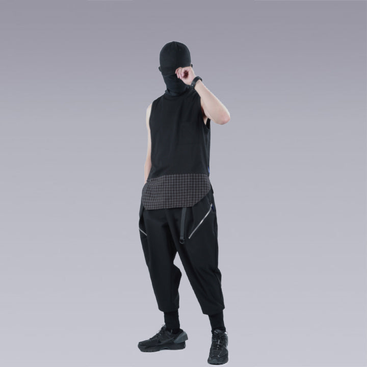 man wearing the black cyber techwear t-shirt 