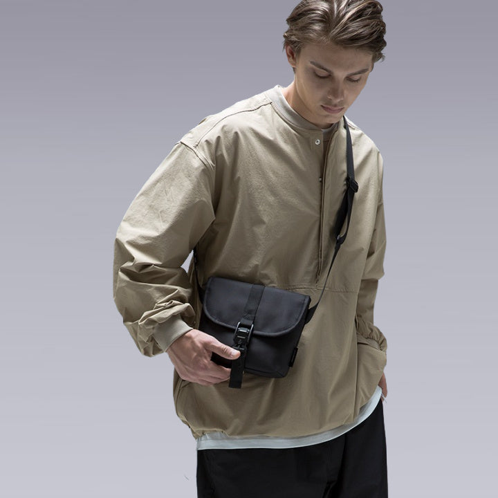 man wearing the unisex waterproof shoulder bag