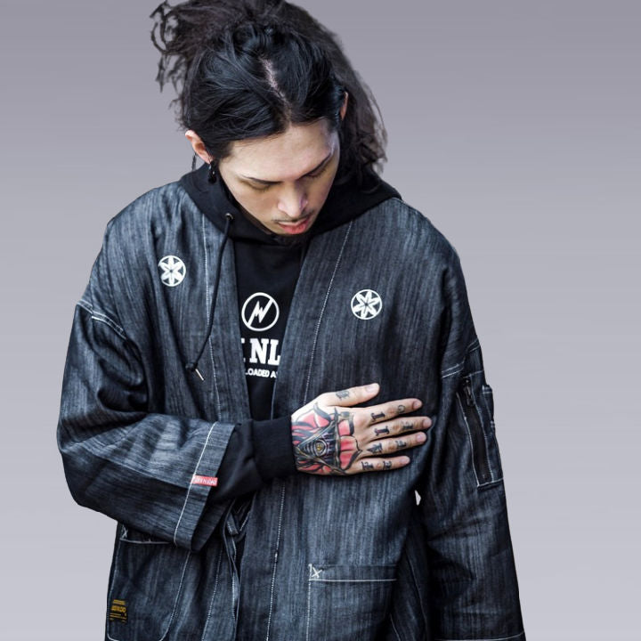 A man wearing the Japanese techwear kimono