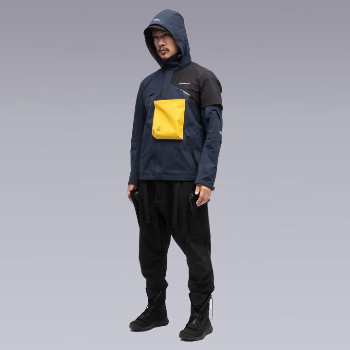 A man wearing the Death Stranding techwear Jacket with a black techwear pants