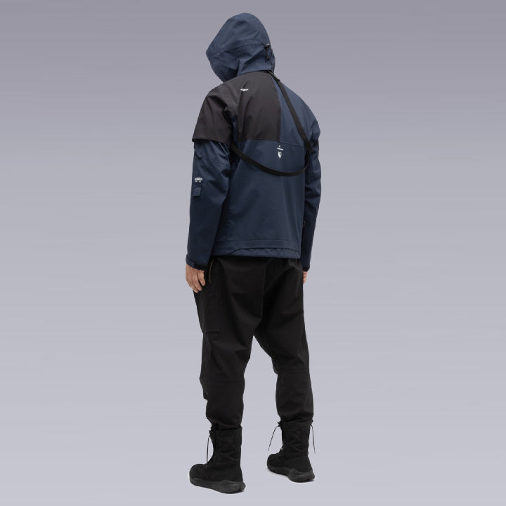 A man wearing the Death Stranding techwear Jacket and black techwear pants