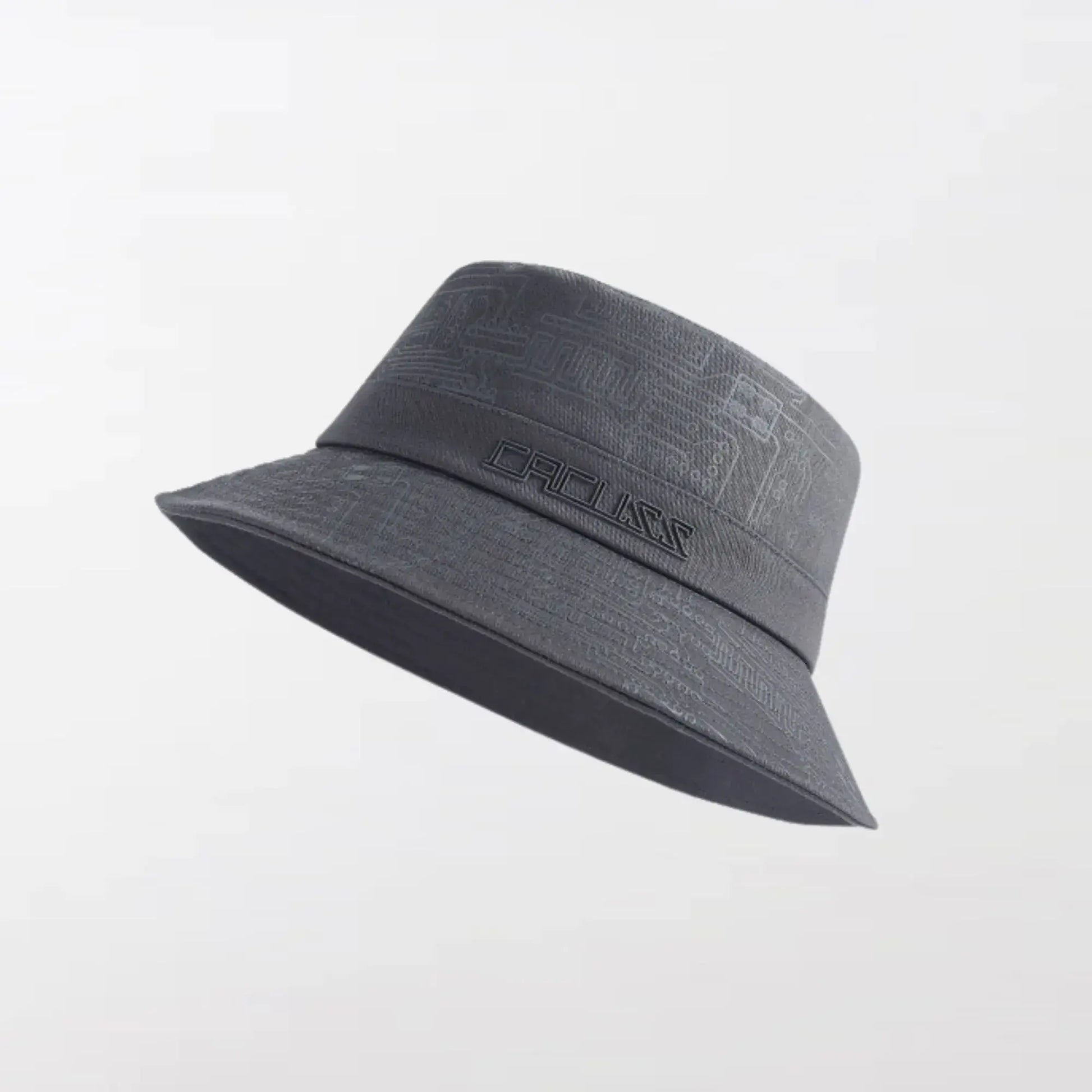 A Gray Cyberpunk Bucket Hat with a three-dimensional shape, nearly routed brim - Clotechnow.