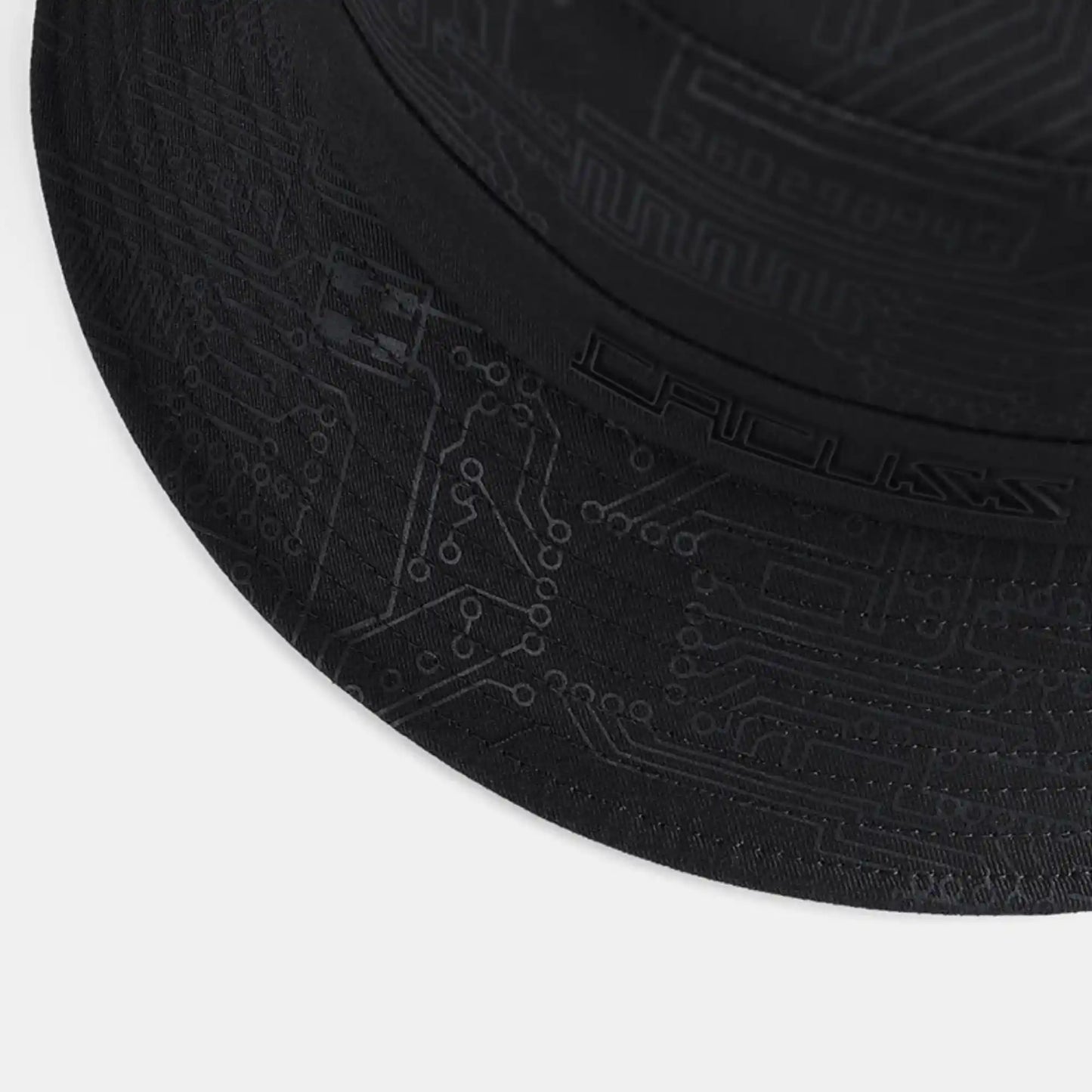 A black Cyberpunk Bucket Hat with a three-dimensional shape, nearly routed brim - Clotechnow.