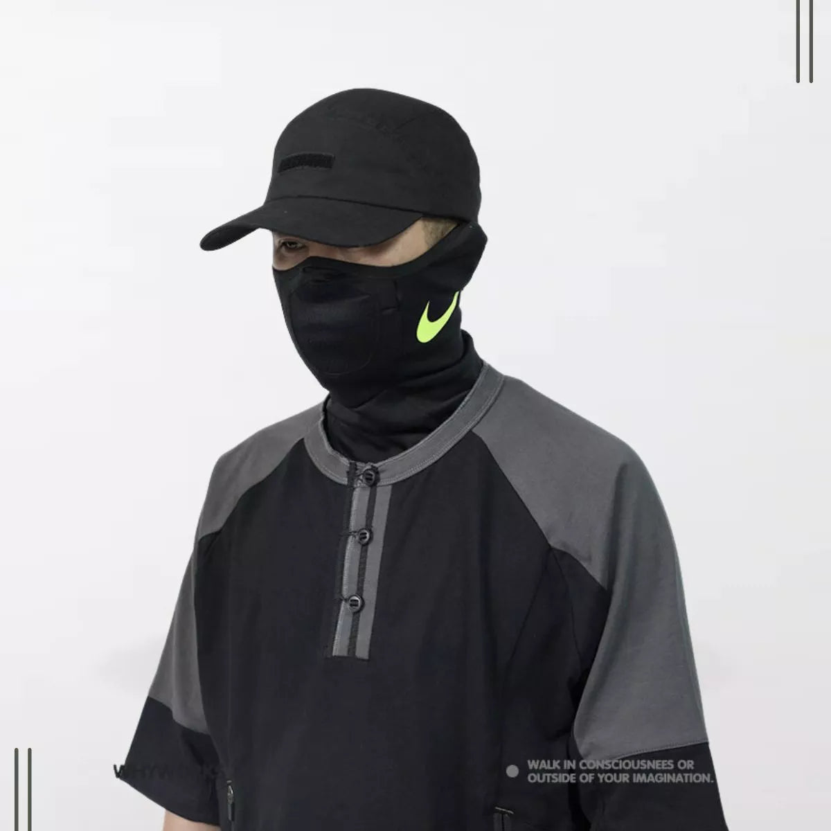 A Man Wearing The Techwear Functional Waterproof Cap By Clotechnow