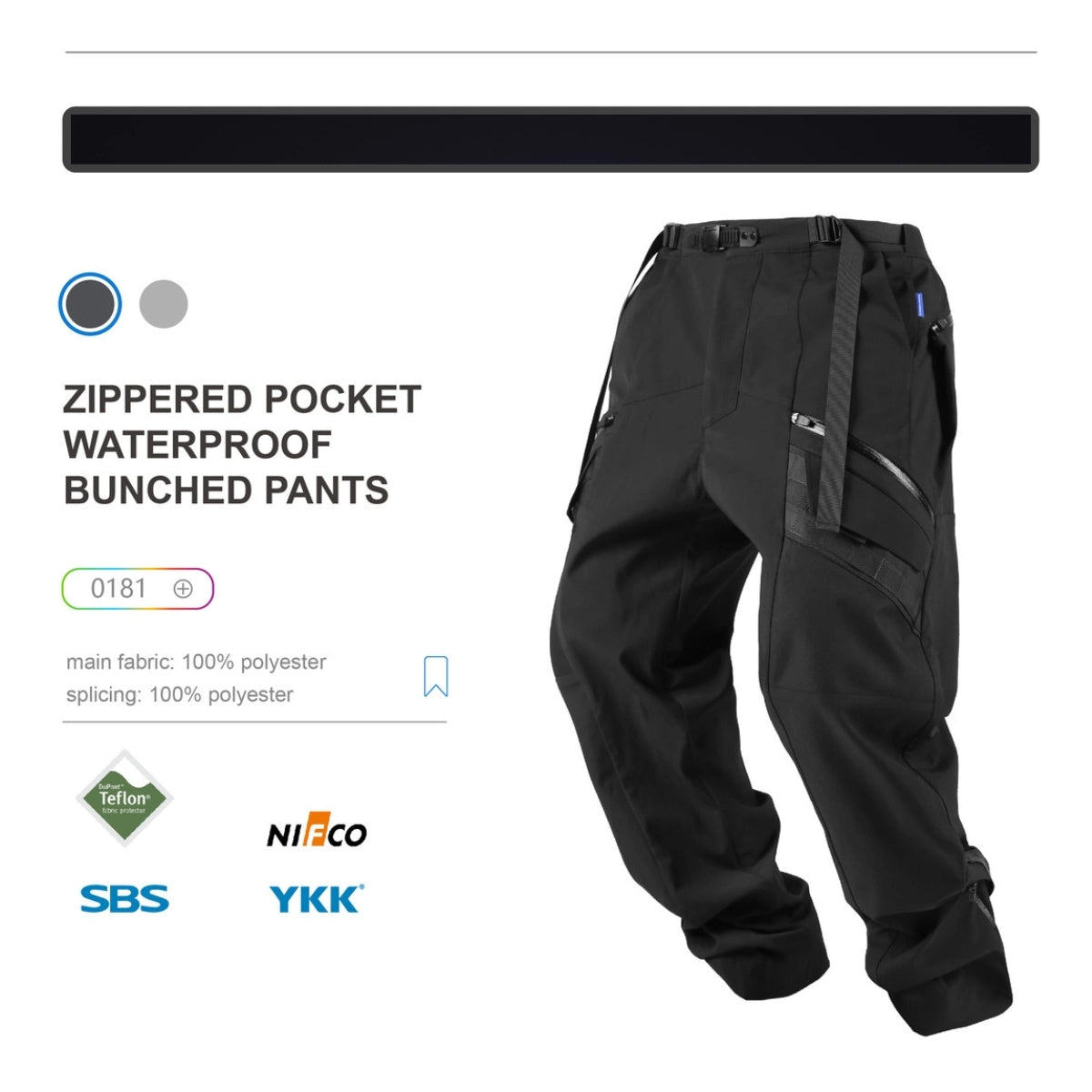 Waterproof Zippered Techwear Pants Details - Clotechnow